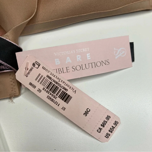 VICTORIA'S SECRET BARE Plunge Low-Back Bra in Marzipan. Sz: 36C - Picture 11 of 11